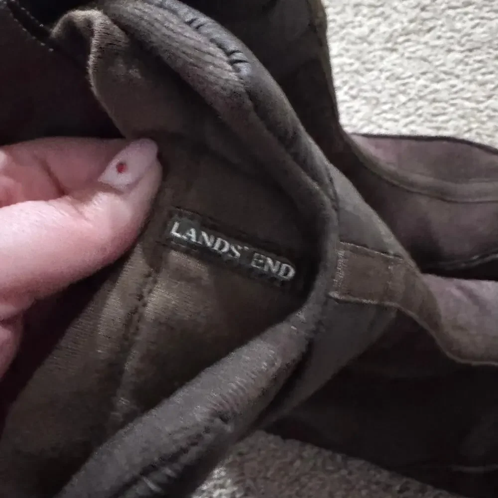 Lands End Commuter Suede Leather Brown Winter Pull On Boots Women's Size 9.5